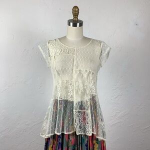 Fairycore Patchwork Lace Blouse M